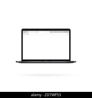 Öffnen Sie das Laptop- und Internet-Browser-Fenster auf einem Bildschirm. Webseite. Vektor auf isoliertem weißem Hintergrund. EPS 10 Stock Vektor