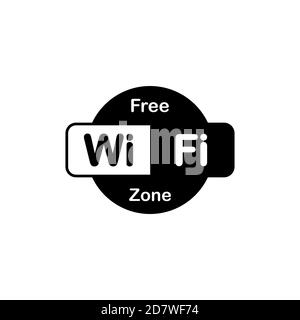 Kostenloses Wi-Fi-Zone Zeichen in schwarz. Vektor auf isoliertem weißem Hintergrund. EPS 10 Stock Vektor