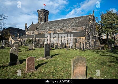 South Leith Parish Church and Churchyard, Leith, Edinburgh, Schottland, Großbritannien. Stockfoto