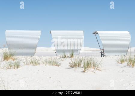 White Sands National Park Picknickhütten in der Nähe von Alamogordo, New Mexico, USA. Stockfoto