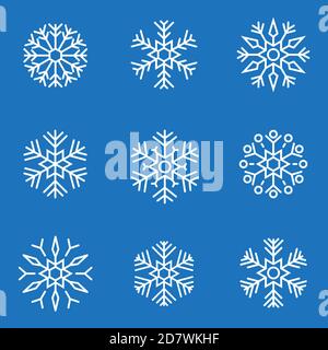 Satz von Schneeflocken Symbole, Vektor-Illustration. Stock Vektor