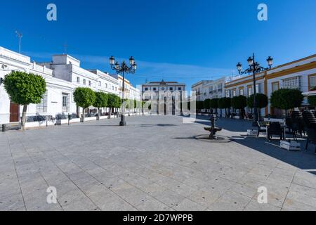 Plaza de España, Medina Sidonia, Provinz Cádiz, Andalusien, Spanien. Stockfoto