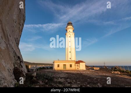 Leuchtturm Trafalgar, Kap Trafalgar, Provinz Cadiz, Andalusien, Spanien Stockfoto