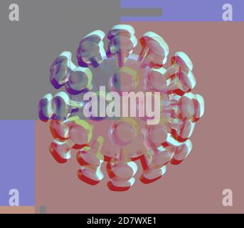 Abstract Novel Coronavirus, abstrakte Viruszelle, 3d-Illustration Stockfoto