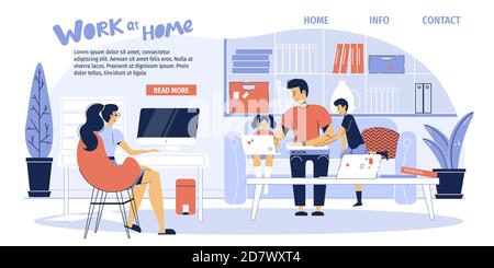 Home Situation auf Isolation Landing Page Design Stock Vektor