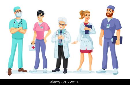 Mann Frau Arzt professionelle Team Charakter gesetzt Stock Vektor