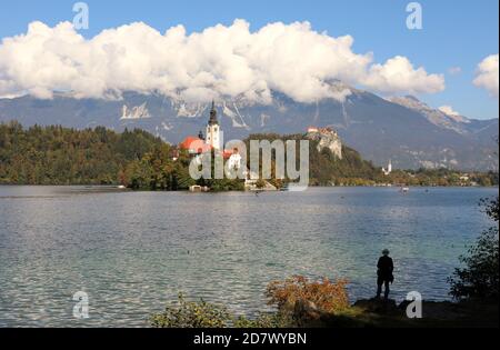 Touristisches Ziel des Bleder Sees in Slowenien Stockfoto