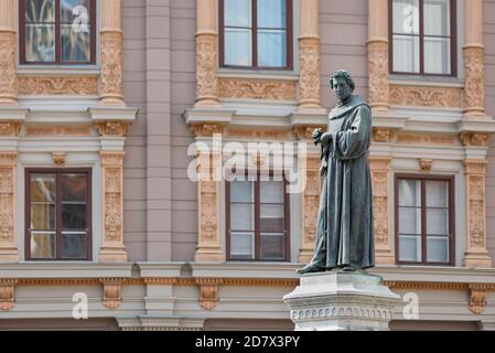 Skulptur von Andrija Kacic Miosic im Zentrum der Stadt Zagreb, Kroatien Stockfoto