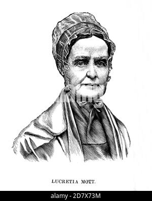 1872 c., USA: Die amerikanische Quäkerin, Abolitionistin, Frauenrechtlerin und Sozialreformerin LUCRETIA MOTT ( Geboren SARG, 1793 - 1880 ). Unbekannter Graveur .- USA - ritratto - Portrait - RIFORMISTA - RIFORMISMO SOCIALE - FEMMINISTA - FEMINISTIN - ABOLIZIONISMO - ABOLIZIONISTA - ANTI-SCHIAVISMO - Antisklavery movement - anti schiavismo - ANTI-SCHIAVISTA - Cuffia - Hut - cappello - ältere Frau - donna anziana archivio b -- Stockfoto