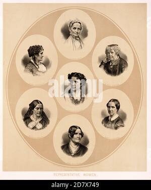 1870 , USA : die amerikanische Quäkerin , Abolitionistin , Frauenrechtlerin und Sozialreformerin LUCRETIA MOTT ( Geboren SARG , 1793 - 1880 ). MIT ANDEREN REPRÄSENTATIVEN FRAUEN: LYDIA MARIA KIND, MARY A. LIVERMORE, ANNA E. DICKINSON, ELIZABETH CADY STANTON, GRACE GREENWOOD UND SUSAN B. ANTHONY. Unbekannter Kupferstecher, von L. Prang & Co., Boston .- USA - ritratto - Portrait - Antislavery Movement - RIFORMISTA - RIFORMISMO SOCIALE - FEMMINISTA - FEMINISTIN - ABOLIZIONISMO - ABOLIZIONISTA - ANTI-SCHIAVISMO - anti schiavismo - ANTI-SCHIAVISTA - Cuffia - Hut - cappello - ältere Frau - donna a Stockfoto