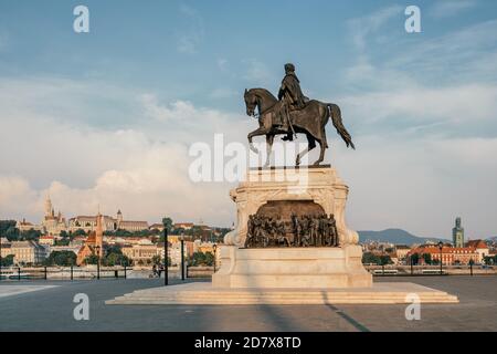 Statue von Graf Gyula Andrássy in Budapest, Ungarn Stockfoto