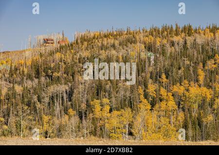Sonnige Sicht auf die wunderschöne Herbstfarbe um Brian Head Gegend In Utah