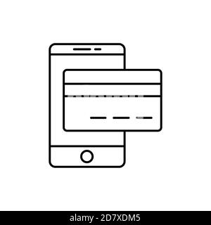Mobile Zahlung einzelnes isoliertes Symbol mit Linien- oder Umrissstil Stock Vektor