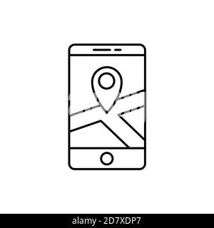 gps-Karten Position auf Smartphone einzelnes isoliertes Symbol mit Linie Oder Umrissstil Stock Vektor