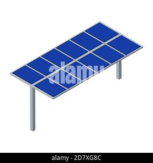 Isometrisches Solarpanel isoliert auf weiß. Umweltfreundliche Energie der Sonne. Vektor EPS10. Stock Vektor