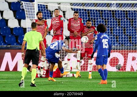 GETAFE, SPANIEN - 25. OKTOBER: Cucho Hernandez von Getafe FC während des La Liga Santander-Spiels zwischen Getafe CF und Granada CF im Coliseum Alfonso Perez am 25. Oktober 2020 in Getafe, Spanien. (Foto von Perez Meca/MB Media) Stockfoto