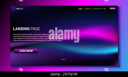 Website UI Landing Page Hintergrund mit fließenden Farbtextur Stock Vektor