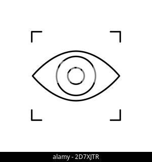 iris- oder Augenerkennungs-Scan-Technologie einzelnes isoliertes Symbol mit Linien- oder Umrissstil Stock Vektor