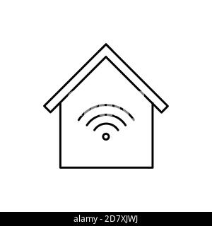 Smart-Home-Technologie Wireless einzelnes isoliertes Symbol mit Leitung oder Umrissstil Stock Vektor