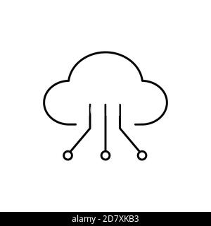Cloud-Computing-Technologie einzelnes isoliertes Symbol mit Linie oder Umriss Stil Stock Vektor