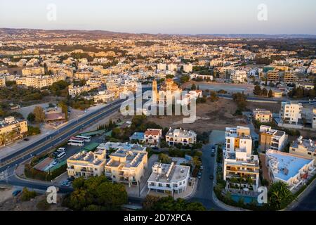 Luftaufnahme der Agia Anargyri Kirche, Kato Paphos, Zypern. Stockfoto