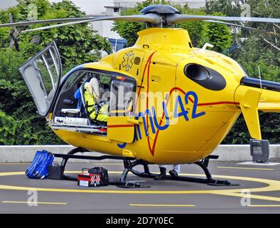 Rettungshubschrauber von Samu, Clermont-Ferrand, Auvergne, Frankreich Stockfoto