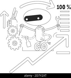 Optimierung bot dünne Linie Konzept Vektor Illustration Stock Vektor