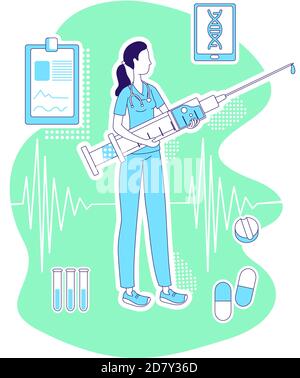 Illustration des Konzepts „schlanke Linie“ der Krankenschwester Stock Vektor