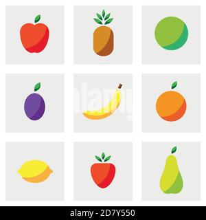 Einfache Symbole für Früchte Stock Vektor