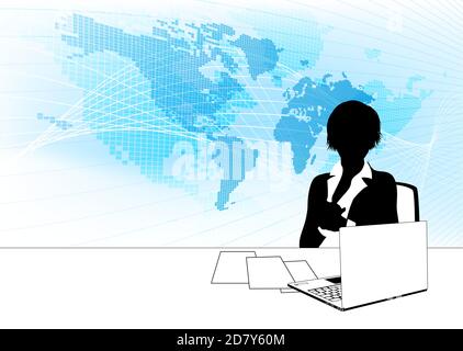 Nachrichten Anker Silhouette TV Reporter Presenter Stock Vektor