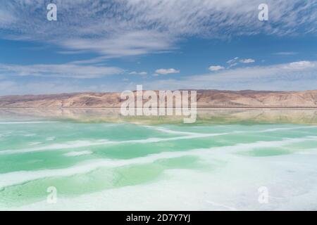 Luftbild von Salzseen, natürliche Landschaft. Foto in Qinghai, China. Stockfoto