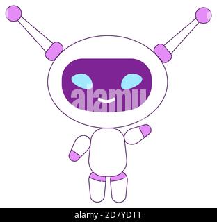 Niedliche moderne Roboter violett linearen Objekt Stock Vektor