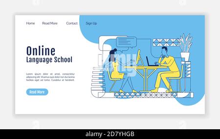 Online-Sprachschule Landing Page flache Silhouette Vektor-Vorlage Stock Vektor