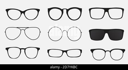 Brille Icon Konzept. Brillen-Symbol-Set. Stock Vektor