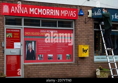 Das Büro der Cardiff North MP Anna McMorrin in Whitchuch, Oktober 2020. Stockfoto