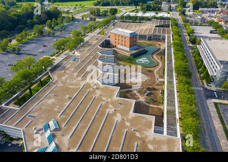 Cummins Corporate Office Building, entworfen von Kevin Roche, Columbus, Indiana Stockfoto