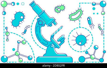 Mikrobiologie dünne Linie Konzept Vektor Illustration Stock Vektor