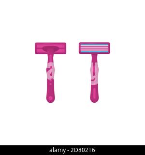 Rosa Rasiermesser Vorder- und Rückansicht Stock Vektor