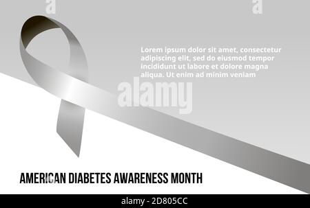 American Diabetes Awareness Month Concept Vector. Veranstaltung wird im November gefeiert. Graues Band wird angezeigt Stock Vektor