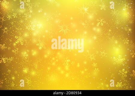 Weihnachtliche abstrakte Hintergrund mit Schneeflocke, Bokeh glitzernden Lichtelement, golden und Schnee Hintergrund, Vektor-Illustration Stockfoto