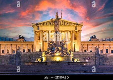 Parlamentsgebäude, Wien, Österreich Stockfoto