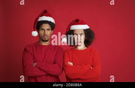 Unglückliche Feier von weihnachten oder Neujahr Stockfoto