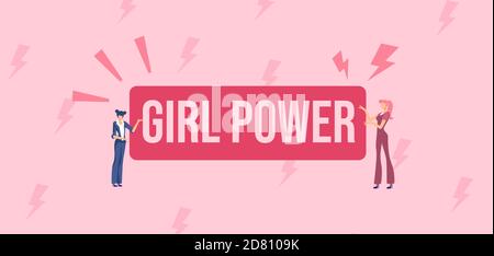 „Girl Power“-Poster. Feminismus Symbol mit rotem Symbol Frauen kämpfen für ihre Rechte Freiheit. Stock Vektor