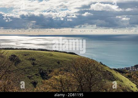 St Boniface Down und Ventnor von Wroxall Down, Ventnor, Isle of Wight Stockfoto