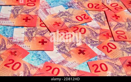Sammlung der schweizer Banknoten (Neuauflage 2017-2019) Stockfoto