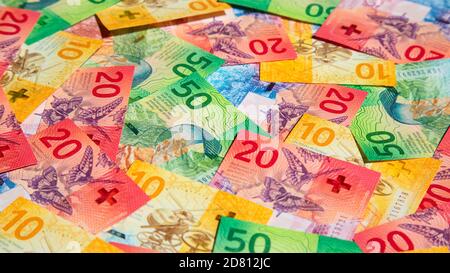 Sammlung der schweizer Banknoten (Neuauflage 2017-2019) Stockfoto