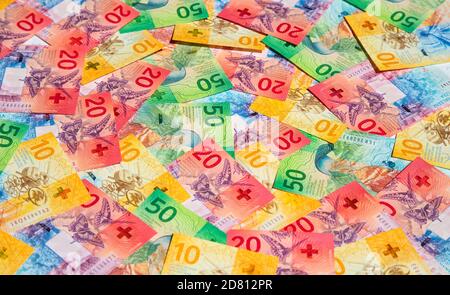 Sammlung der schweizer Banknoten (Neuauflage 2017-2019) Stockfoto
