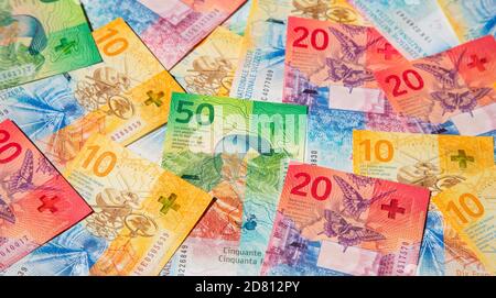 Sammlung der schweizer Banknoten (Neuauflage 2017-2019) Stockfoto