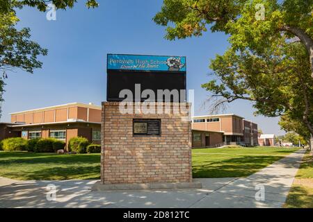 Utah, OCT 6, 2020 - Außenansicht der Parowan High School Stockfoto