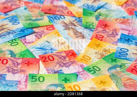 Sammlung der neuen schweizer Banknoten (Ausgabe 2019) Stockfoto